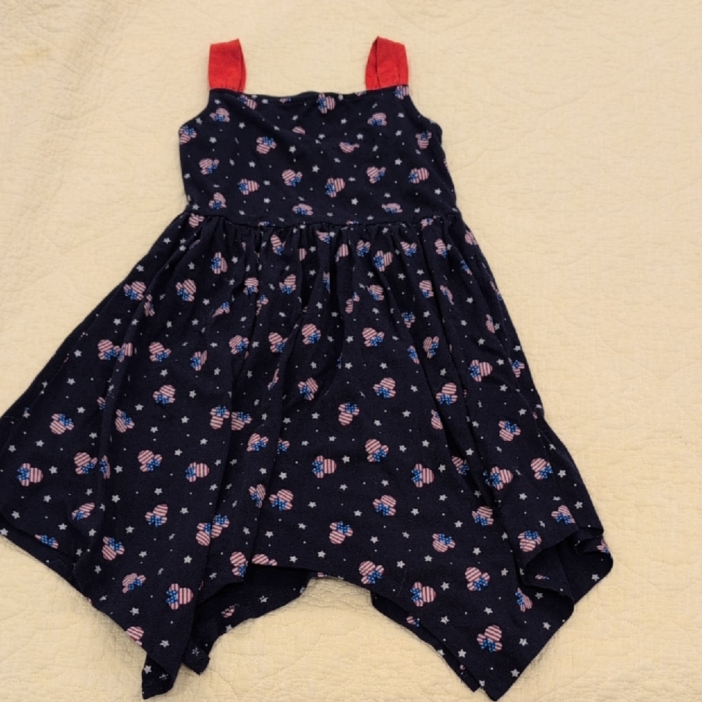 Disney Navy Handkerchief Hem Dress with Red Straps and Stars & Hearts